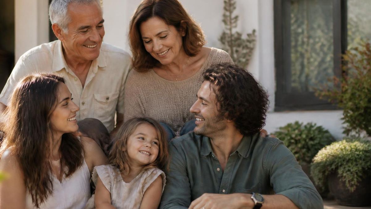 A multigenerational family together at home in Los Angeles